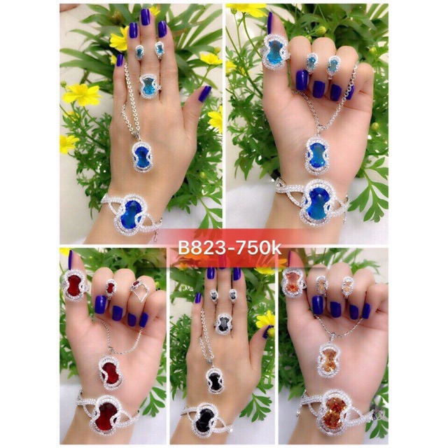 Bộ trang sức xi bạch kim cao cấp B823