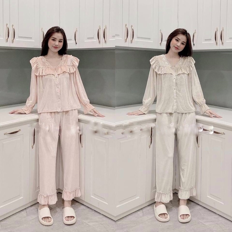 BỘ NGỦ PIZAMA NHUNG ĐIỆU ĐÀ ULZZANG | BigBuy360 - bigbuy360.vn