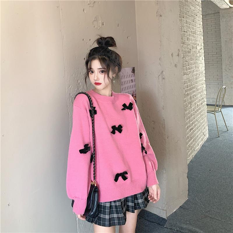 Áo sweater nữ dệt kim dày dặn tay dài dáng rộng chui đầu thời trang thu đông ngoài trời phong cách mới 2023