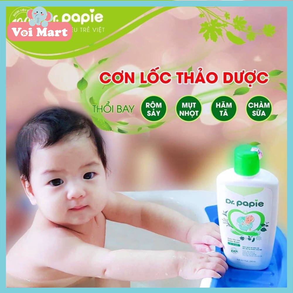 Nước Tắm Gội Thảo Dược Dr Papie Cho Bé Giúp Ngăn Ngừa Và Giảm Các Vấn Đề Về Da Dung Tích 230ml