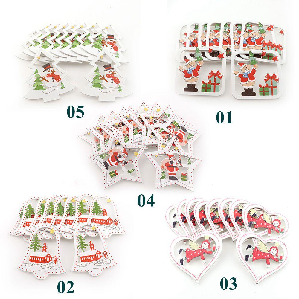 JANE Bộ 10 Ngôi Sao / Trái Tim / Thiên Thần Bằng Gỗ Độc Đáo Trang Trí C