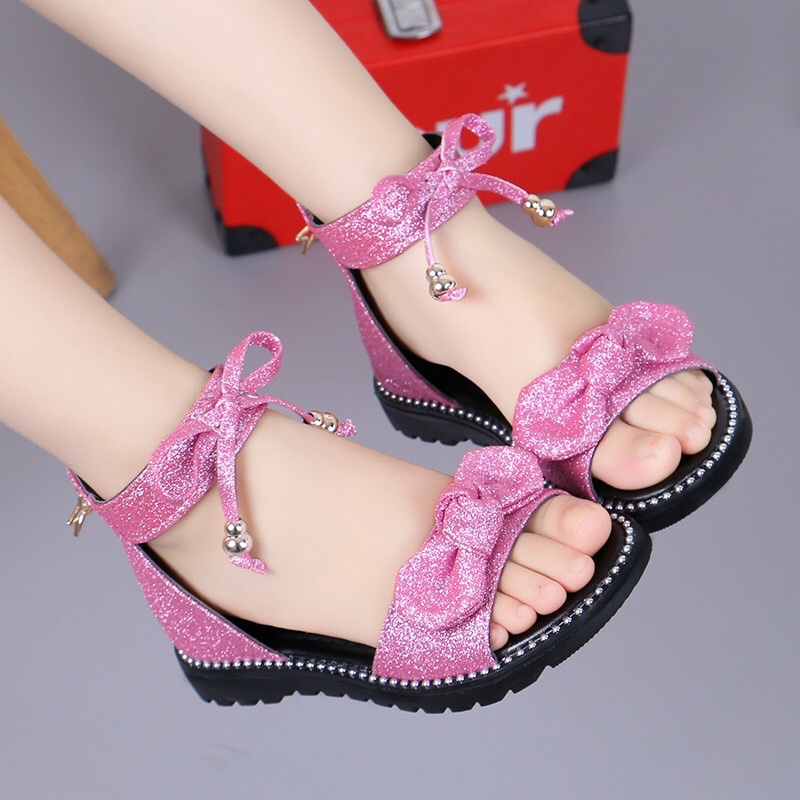 Dép sandal bé gái đế nhẹ da ánh nhũ đẹp lấp lánh kiểu dễ thương Dép quai hậu bé gái Dép cho bé gái đẹp Sandal nữ Dép nữ