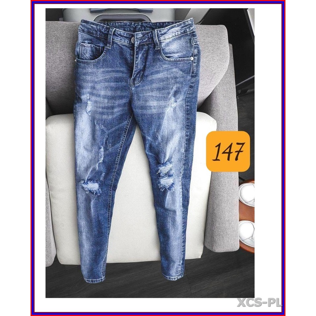 Quần jean nam rách cực đẹp có hai màu 047 &amp; 147 không xù lông, không ra màu, chất giãn tốt 147-K3.1