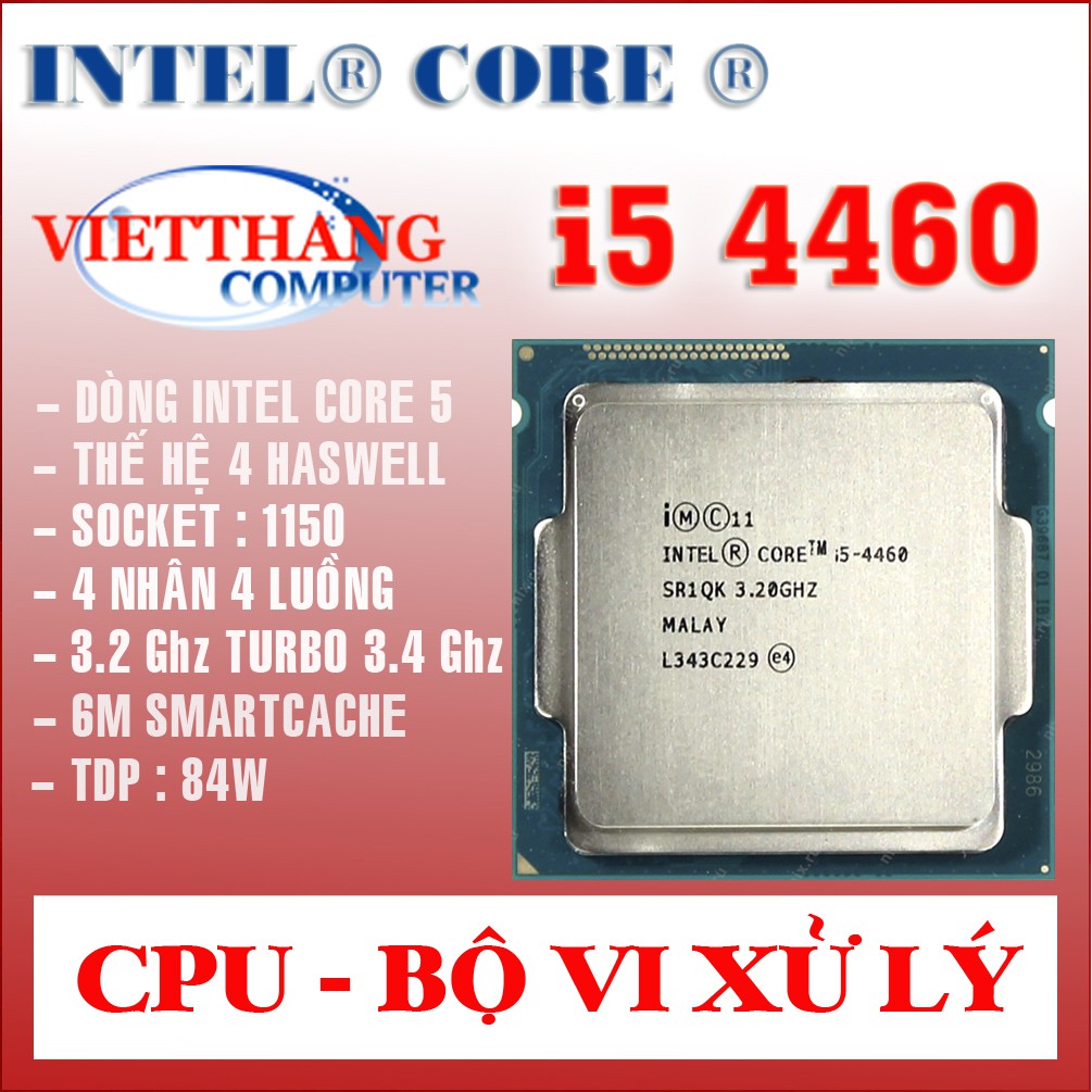 Bộ Vi Xử Lý CPU Core i5 4460 cho H81, B85 Socket 1150 ( Cũ - 2nd )