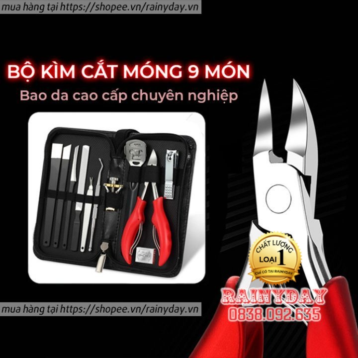 Bộ cắt móng tay, kìm bấm móng tay chân cao cấp 9 món dụng cụ làm nail tại nhà
