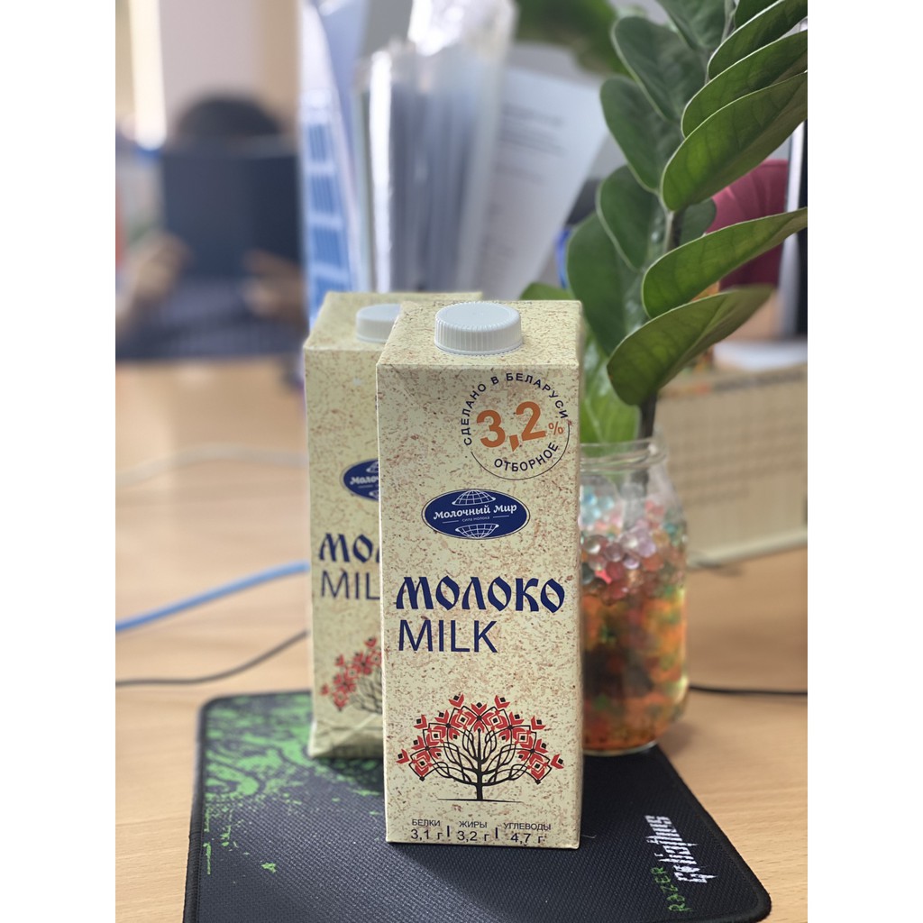 Sữa tươi, sữa tiệt trùng nhập Nga Molochny không đường nguyên kem 3.2% thùng 12 hộp 1L