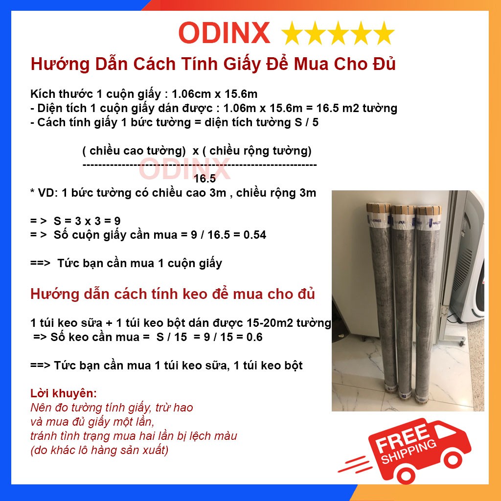 Giấy Dán Tường Giả Xi Măng Bê Tông Hàn Quốc  Màu Xám Lụa Không Keo Khổ 1.06m x 15.6m Đẹp Cao Cấp ODINX