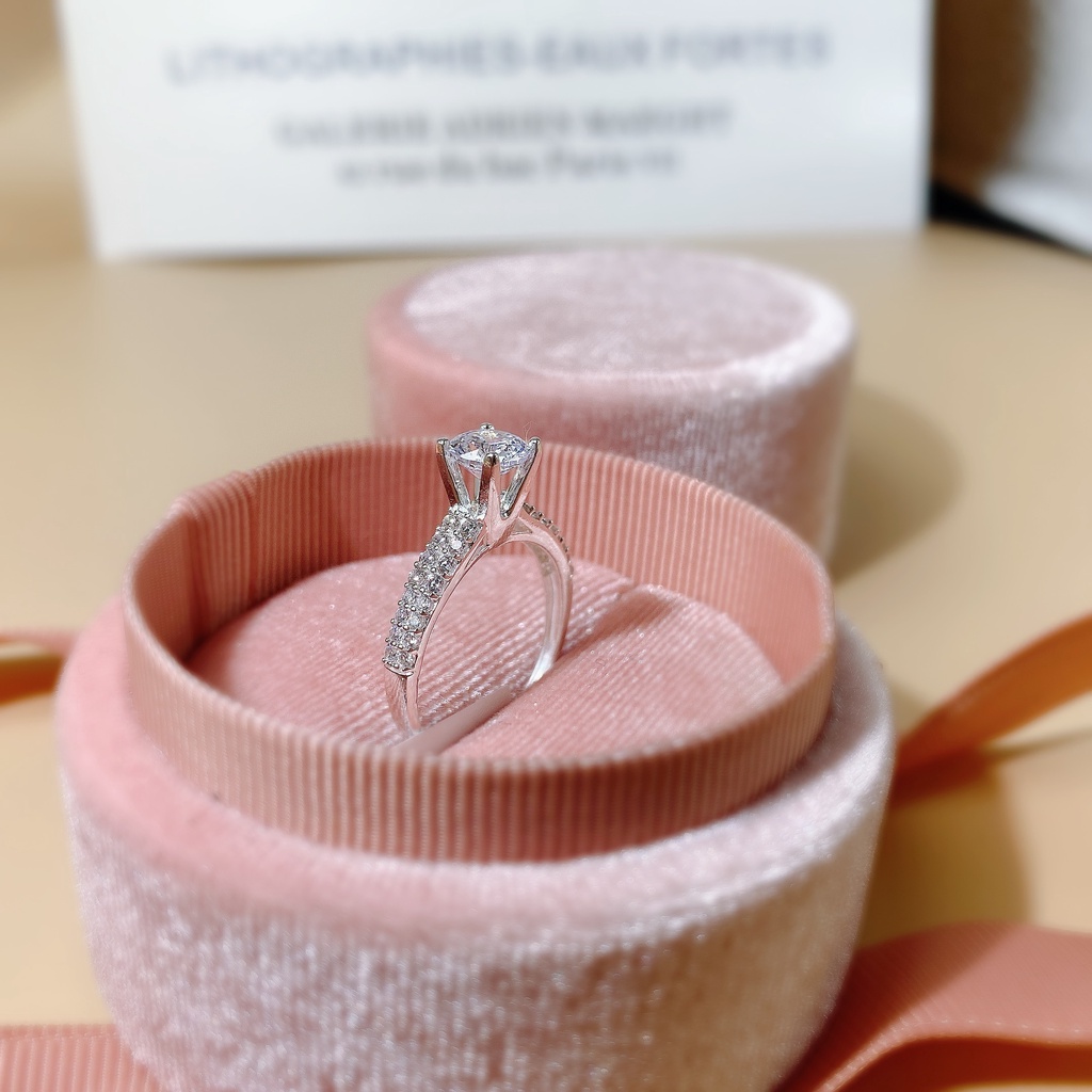 Nhẫn bạc nữ H.A.S hai hàng đá tấm đính hột cao Cz - Nhẫn bạc thời trang