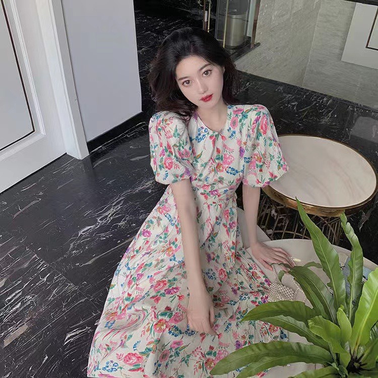 ⭐Đốm⭐Đầm Voan Hoa Dáng Dài Thoáng Mát Xinh Xắn Cho Nữ