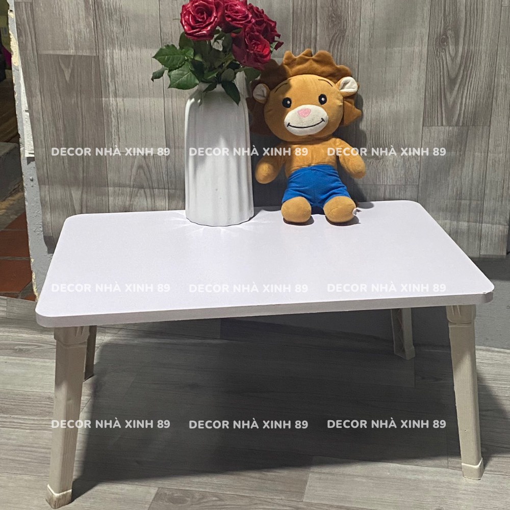 Bàn học gấp gọn ngồi bệt, bàn chân nhựa cứng 40x60cm mặt gỗ MDF loại đẹp - Decor Nhà Xinh chat để chọn màu
