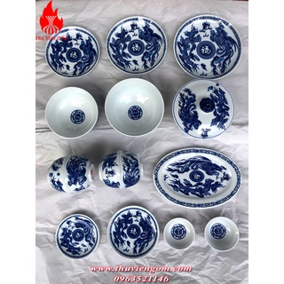 Bộ đồ thờ cúng - set bàn thờ gốm sứ bát tràng