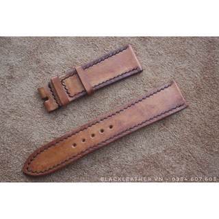 【CỰC ĐẸP 】Dây Đồng Hồ Da Bò Vegtan Nâu Đỏ TẶNG Khóa + Chốt Tháo