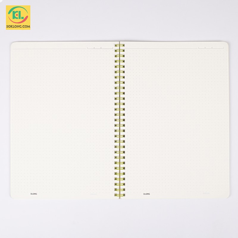 Vở B5 bìa nhựa lò xo kép 80 trang ruột chấm Dot grid, cuốn tập sổ Klong MS 577