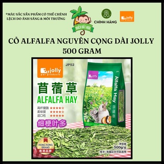 Thức ăn thỏ bọ - Cỏ khô alfalfa nguyên cọng dài chính hãng Jolly 500 gram dành cho thỏ, bọ, chinchilla