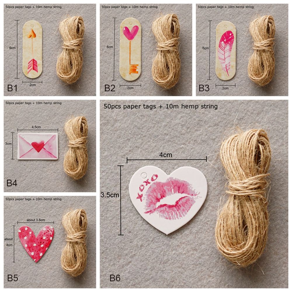 Bộ thẻ làm tag nhãn YIYU bằng giấy thủ công treo gói quà trang trí đám cưới lễ tình nhân DIY