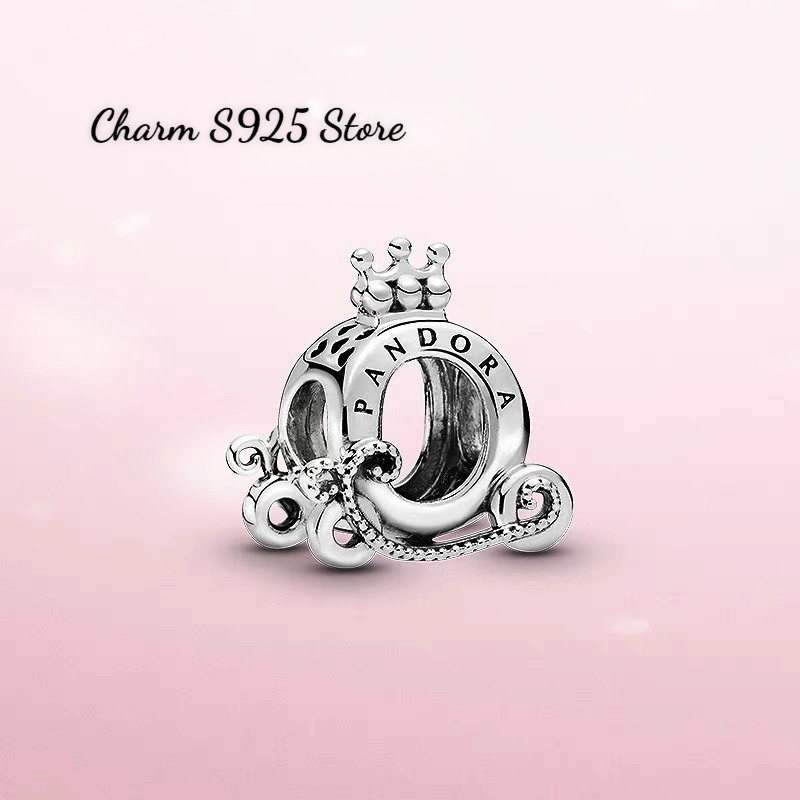 charm pan cỗ xe vương miện đính đá bạc s925 cao cấp