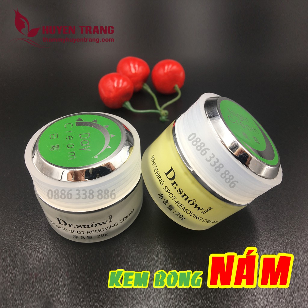 Kem Vỗ Bong Nám Dr Snow, Peel Da Nám Sạn Tàn Nhang Làm Trắng Đều Màu Da DrSnow (Kem Ngày - Kem Đêm) NANOCEE