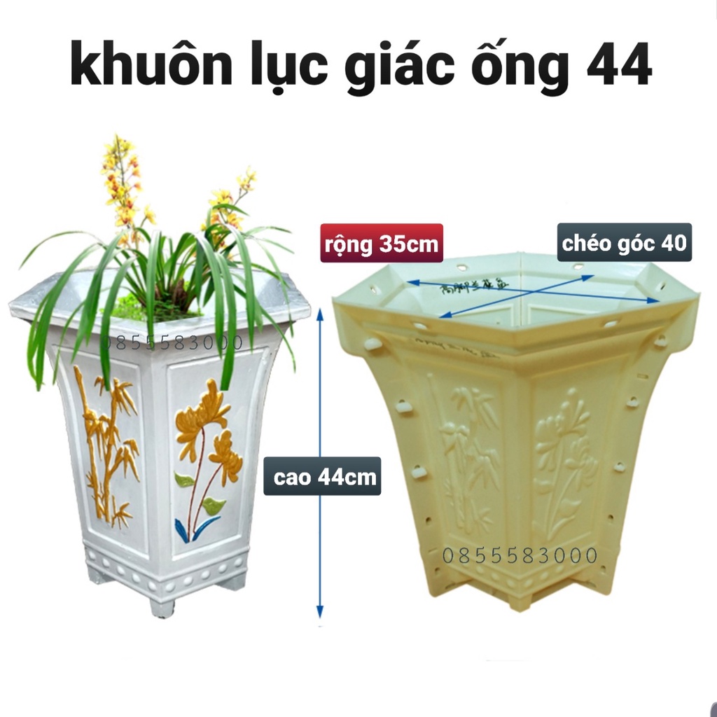 Khuôn đúc chậu cảnh lục giác ống 44 (khuôn ABS có lòng trong)