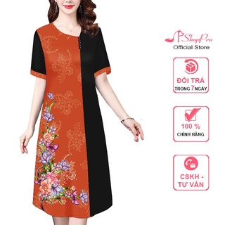 Shoppro - đầm suông nữ dự tiệc sang trọng kiểu đầm suông phối viền đắp hoa thêu - thời trang dự tiệc u50-60 3334 3333