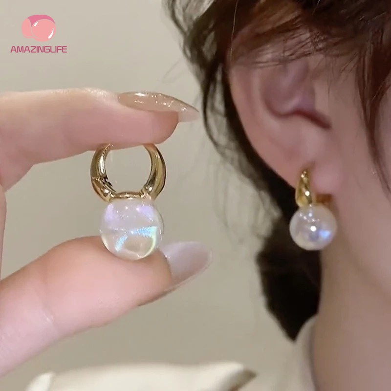 Bông Tai Ngọc Trai Giả Màu Vàng Thời Trang Sang Trọng Cho Nữ