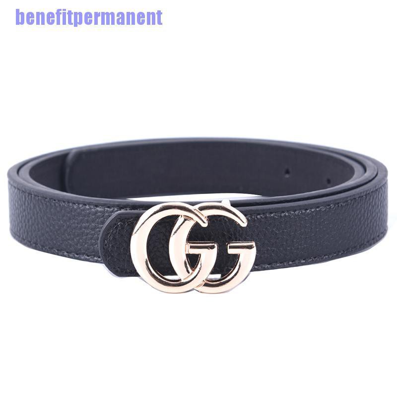 Benefitpermanent✹★ Women Fashion Double G Waist Belt Dress Belt Thin Gg Buckle Leather Waistband