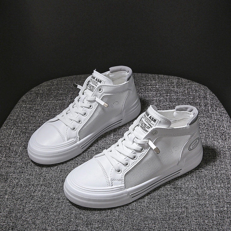 Giày Thể Thao Cổ Cao Màu Trắng Thoáng Khí Phong Cách Hàn Quốc Thời Trang Mùa Hè Mới Size s 2022