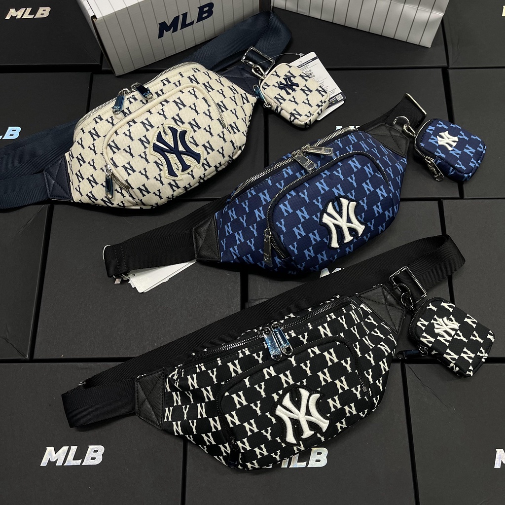 MLB Monogram Jacquard New York Yankees Hip Sack NY Logo Waist Bag