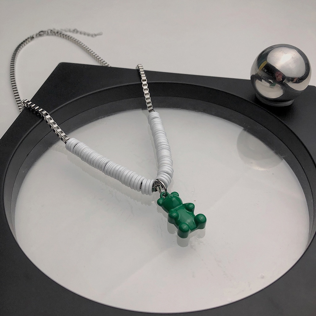 Vòng cổ Hình Gấu Xanh Phong Cách hip hop Thời Trang