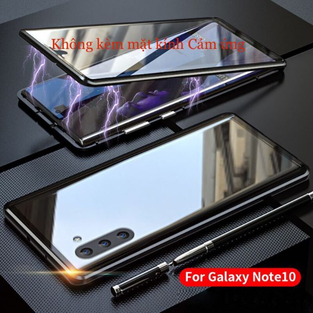 Galaxy Note 10_Ốp lưng Likgus Case Mặt Lưng Kính 9H Viền Nhôm Hít Nam Châm