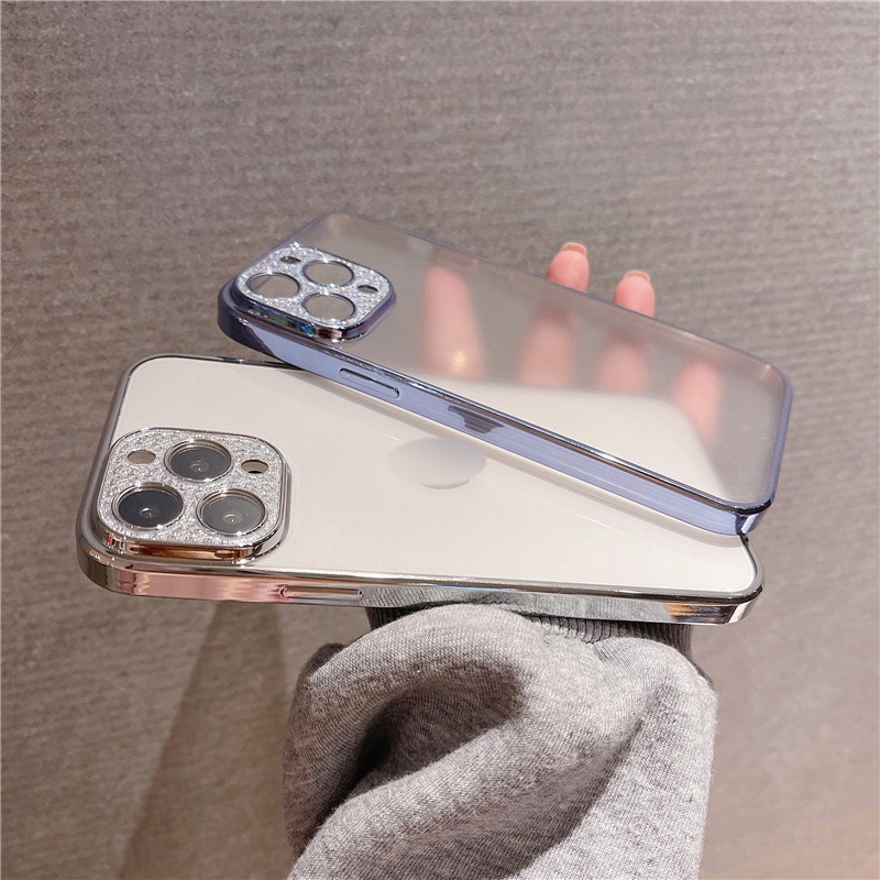 Ốp Điện Thoại Mạ Điện Bảo Vệ Ống Kính Máy Ảnh Cho iPhone 13 12 11 Pro Max i13 i11