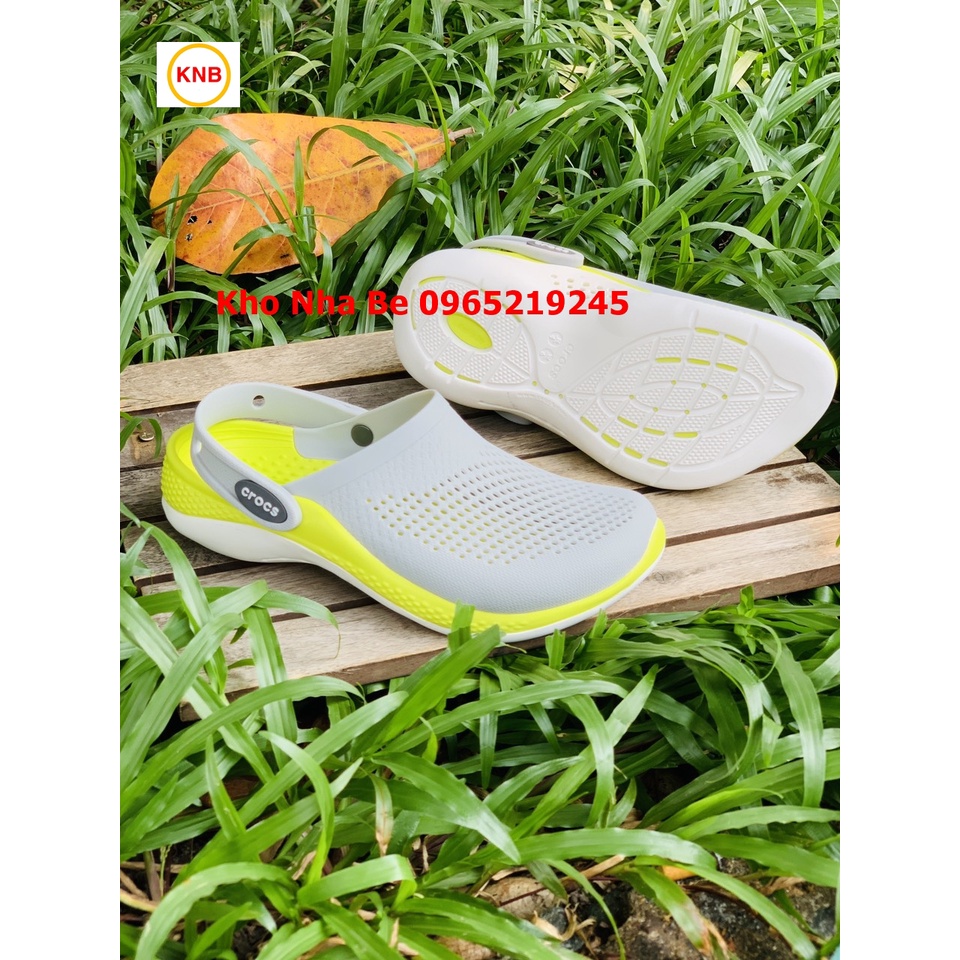 Dép sục cross 360 Literide clog màu ghi vàng, Dép Sục Nam Nữ Literide Clog 360 Đi Nắng Mưa Cao Cấp, hàng xịn