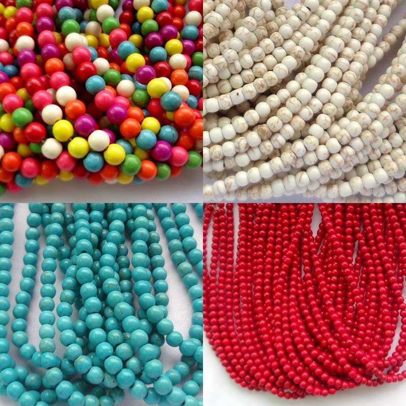 50/100 Hạt đá ngọc lam nhiều màu sắc tùy chọn 4/6mm làm trang sức diy