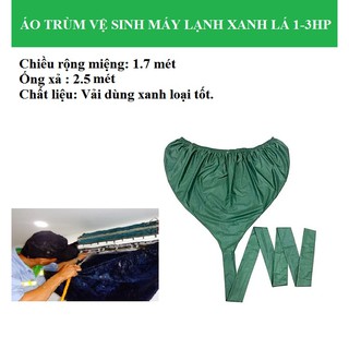 Áo trùm vệ sinh Túi trùm vệ sinh máy lạnh treo tường màu xanh lá - Áo bọc hứng nước rửa điều hòa