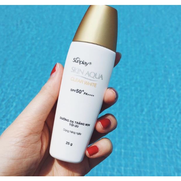 Kem Chống Nắng, Sữa Chống Nắng Sunplay Skin Aqua Cho Da Dầu Mụn Hằng Ngày Dưỡng Trắng Clear White SPF 50+ PA++++