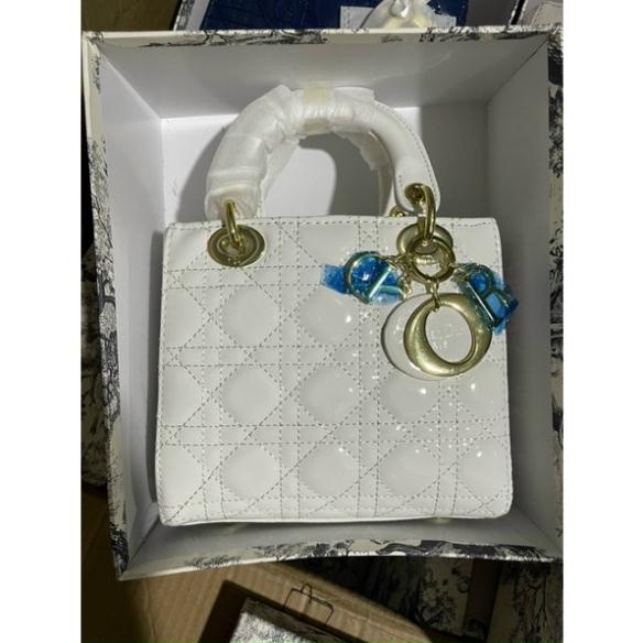 Túi chữ Đ vân 5 ô da bóng size 20 full hộp hàng QC cao cấp