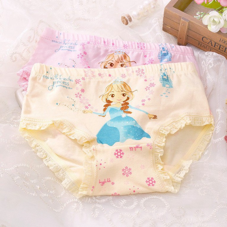 Sét 4 Chiếc Quần Chíp Bé Gái Cotton Phối Ren Hàng Quảng Châu Cao Cấp (QC9)