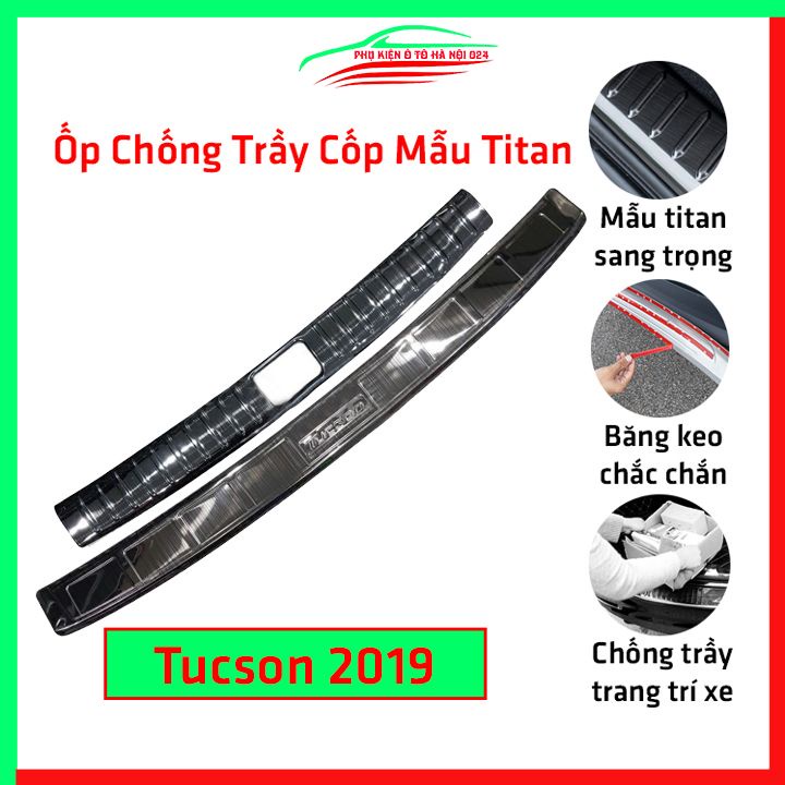 Ốp chống trầy cốp Hyundai Tucson 2019 vân titan