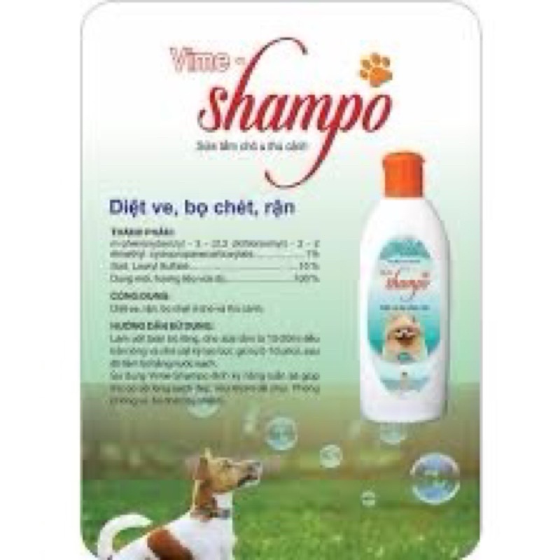 Sữa Tắm Diệt Ve Rận Bọ Chét Chó Mèo Vimedim Shampo Chai 300ml