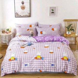 Bộ Chăn Ga Gối Thỏ Tím Cotton Poly