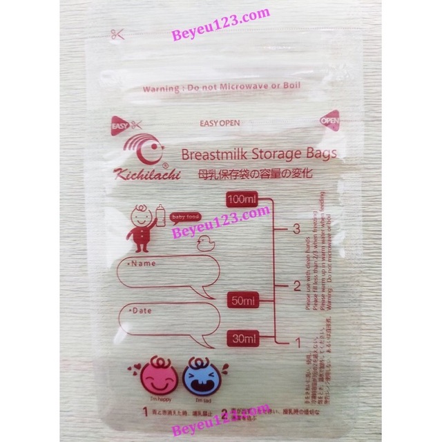 Túi trữ sữa kichi, babuu 100ml hộp 30 túi