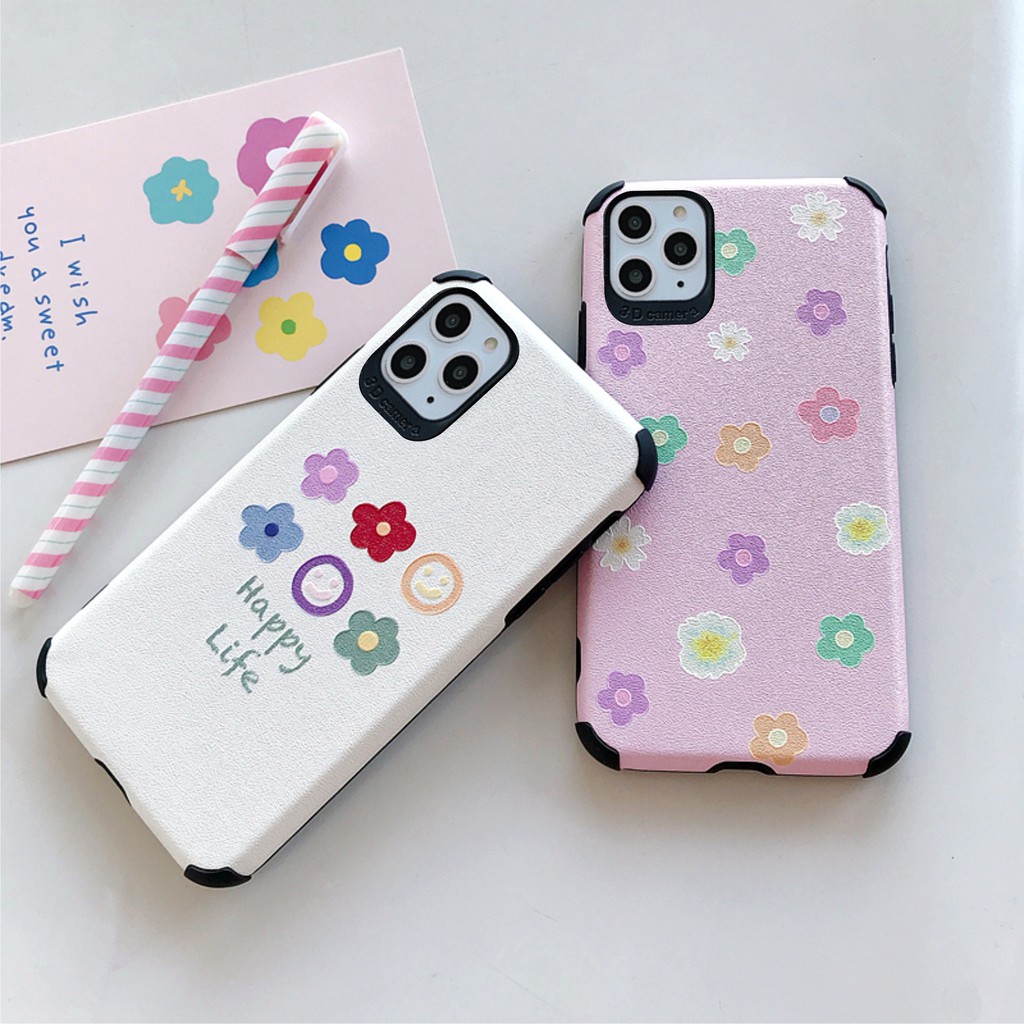 Ốp Lưng Da IMD Smiley Flower - R012