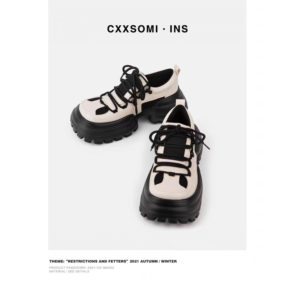 Giày Thể Thao Da Mũi Vuông Đế Dày Buộc Dây Kiểu Nhật Bản Thời Trang 2022 Cho Bạn Gái