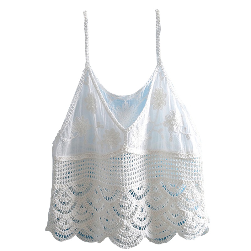Áo Croptop Hai Dây Cổ Chữ V Phối Ren Dễ Thương Thời Trang Mùa Hè Cho Bạn Gái