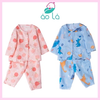 Đồ ngủ dài tay cho bé trai, bé gái vải cotton xô hai lớp Áo Lá Homewear, pijama cho bé từ 10kg - 30kg