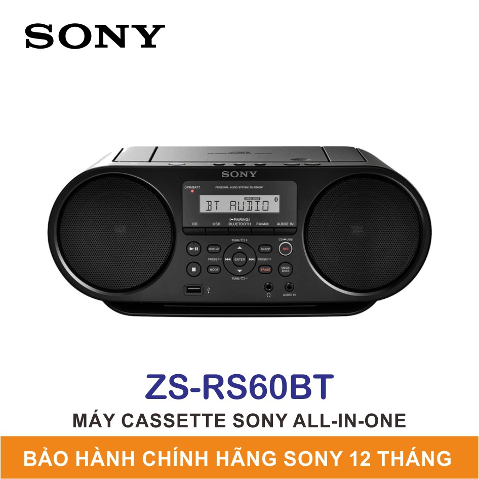 Máy Radio Sony ZS-RS60BT - Bluetooth/ CD/ AM/ FM/ USB - Bảo Hành Toàn Quốc 12 Tháng