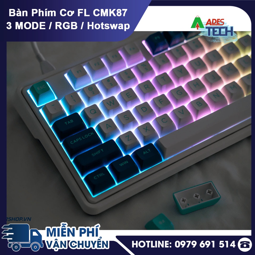 ✔️Bàn Phím Cơ FLEsport CMK87 3 MODE / RGB / Hotswap ✔️ Bàn phím cơ không dây ✔️Bảo hành 12 tháng