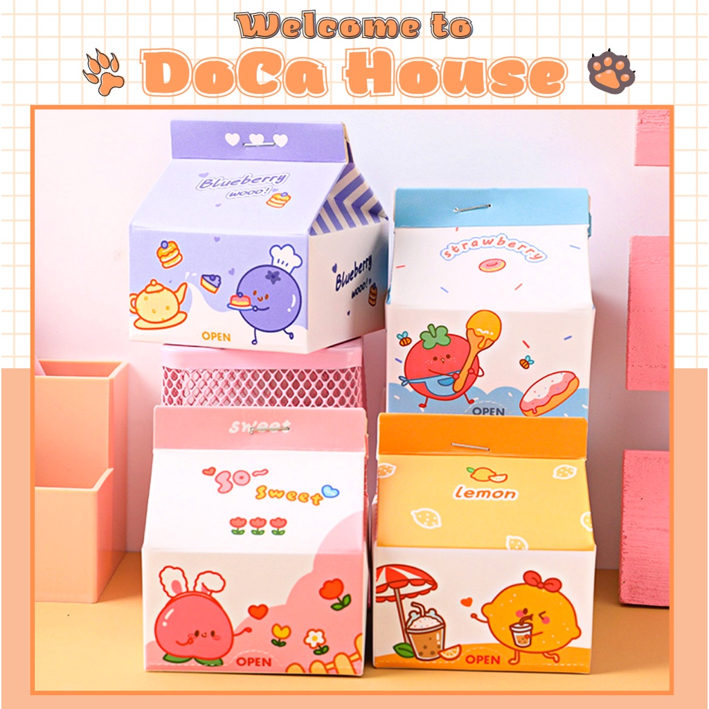 Giấy note hộp sữa, giấy ghi chú hình dáng hộp sữa đáng yêu dễ thương
