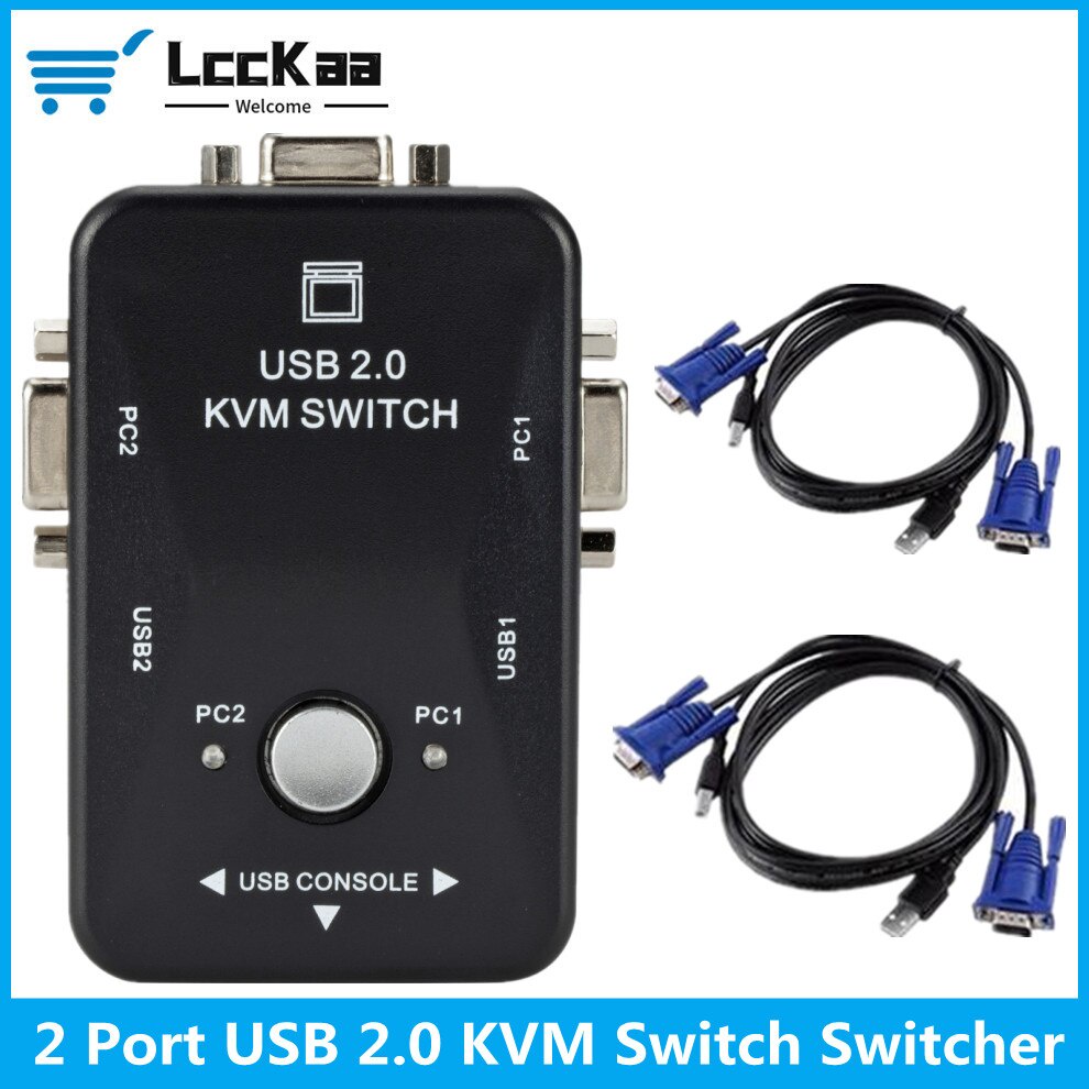 Bộ Chuyển Đổi Lcckaa USB 2.0 KVM Switch 2 Cổng Vga SVGA USB KVM Cho Chuột Và Bàn Phím 1920*1440 Vga