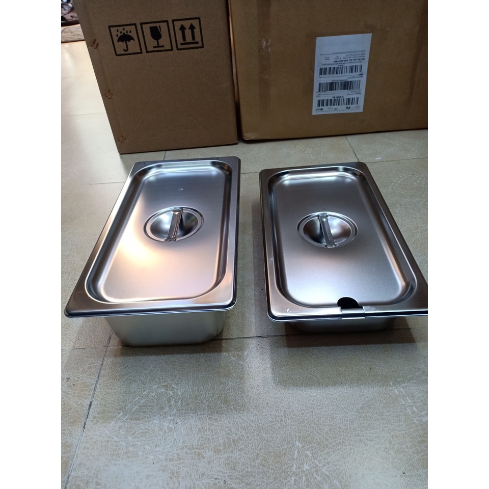 Combo 5 Khay 1/3 Khay Inox Đựng Thạch Topping Đựng Thực Phẩm Đựng Kem GN 1/3
