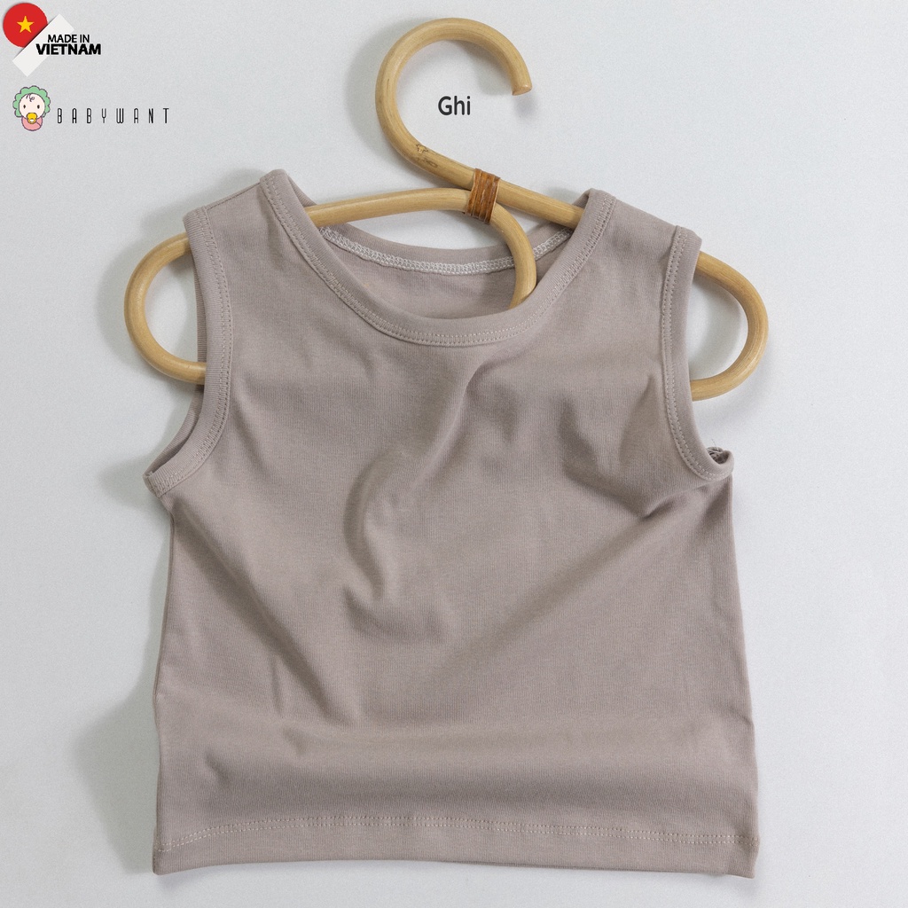 Áo phông 3 lỗ cotton màu vintage cho bé trai bé gái từ 1 tới 6 tuổi